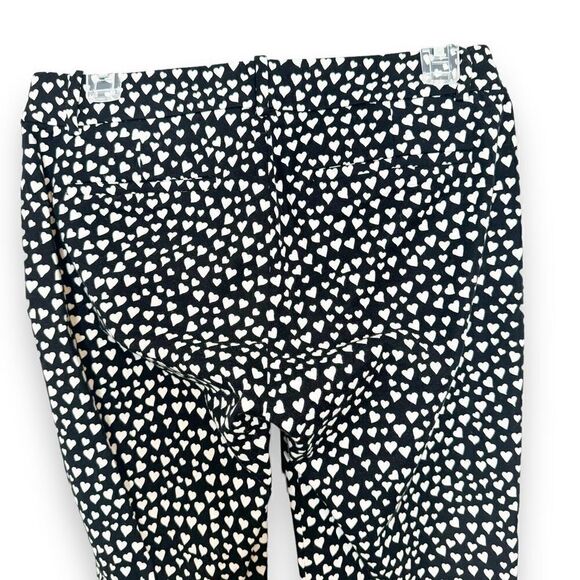 J. Crew Women's Heart Print Winnie Slim Leg Ankle-Length Pants Black White Siz 4 - Picture 5 of 13